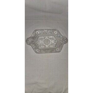 Vintage Tiara Sandwich Clear Glass Individual Serving Tray Dish Excellent